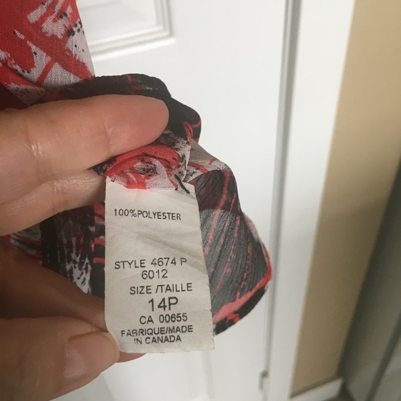 Addition Elle, Sheer blouse, Abstract Design, Red, White and Black - Picture 6 of 7